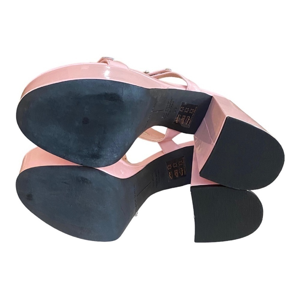 NEW Black Suede Studio Pink Patent Heels Elsie Platform Sandal Crystal Buckle 39 - Picture 8 of 11